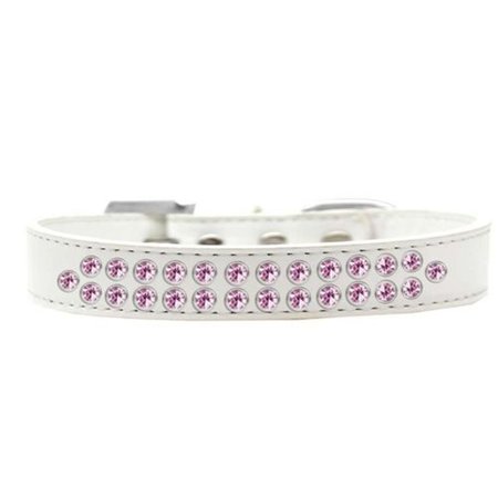 UNCONDITIONAL LOVE Two Row Light Pink Crystal Dog CollarWhite Size 14 UN851317